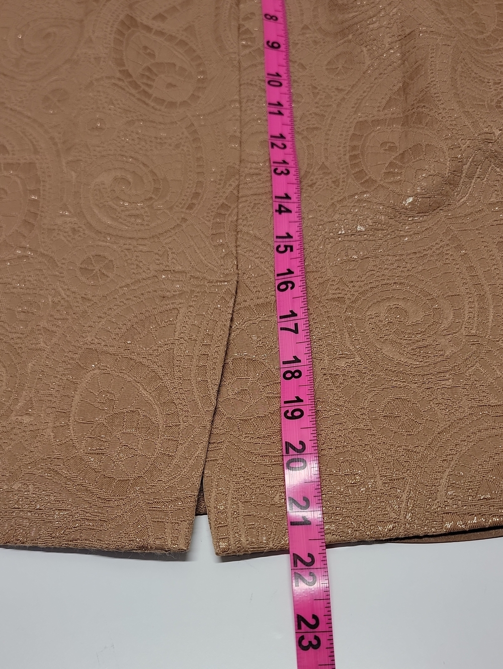Banana Republic Warm Golden Textured Pencil Mini Skirt Sz 8 - Picture 10 of 12